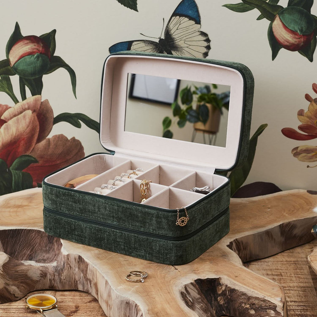 COFFRET A BIJOUX VELOURS JARDIN D’EDEN