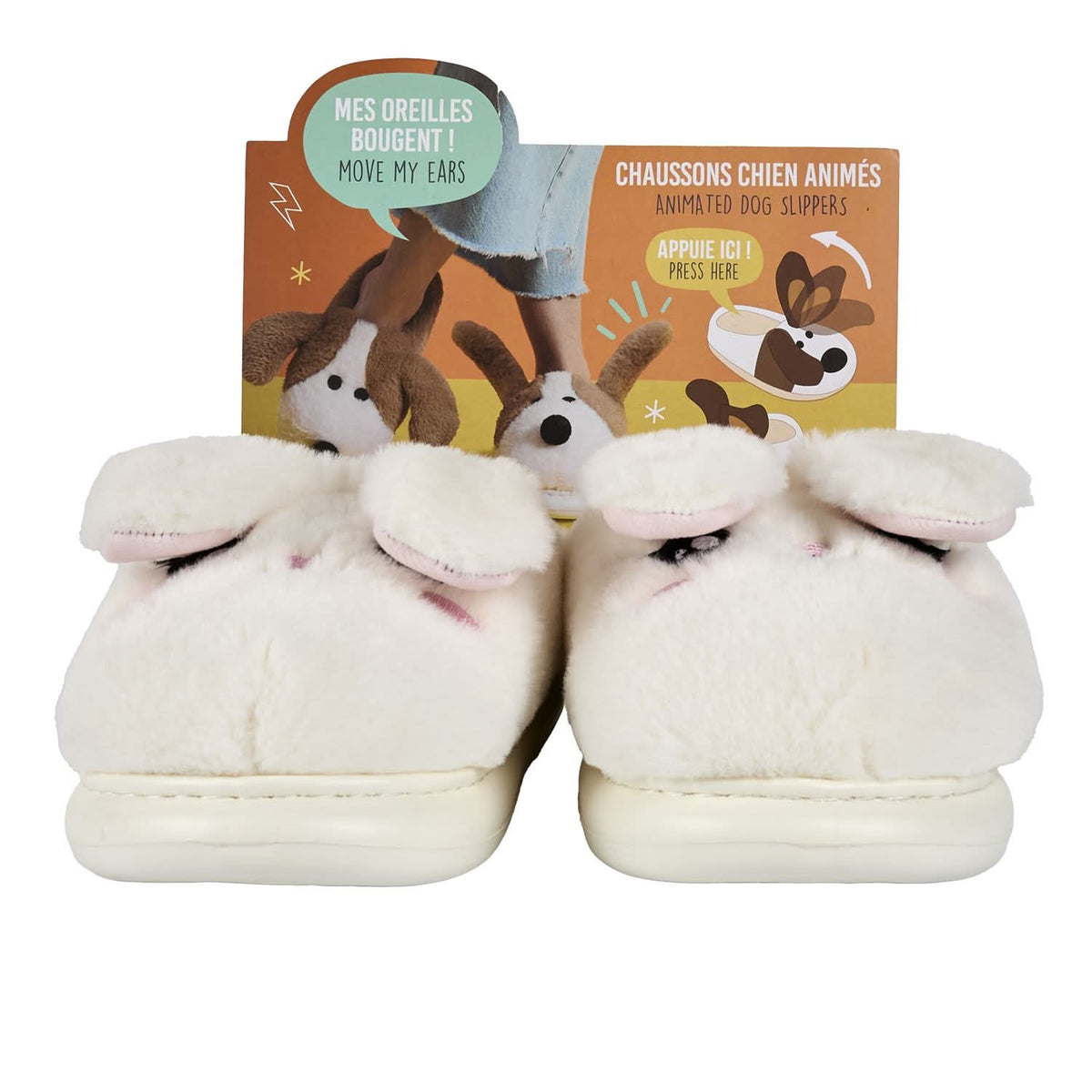 CHAUSSONS CHIEN OREILLES QUI BOUGENT