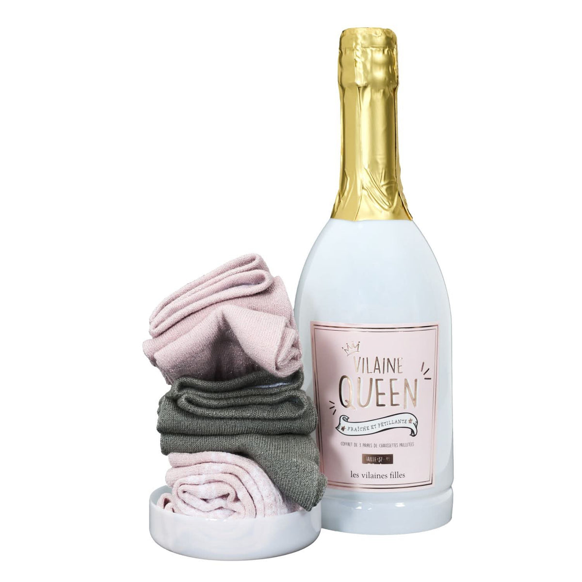 COFFRET BOUTEILLE 3 PAIRES DE CHAUSSETTES PAILLETTES