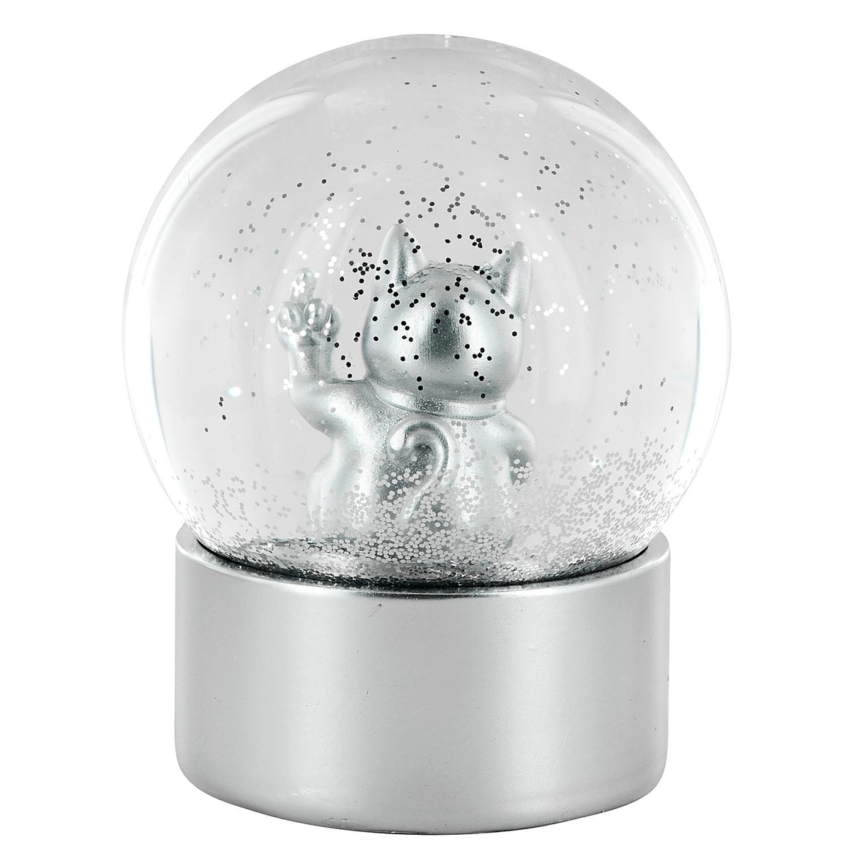 BOULE A NEIGE CHAT F*CK YOU 10 CM ARGENT