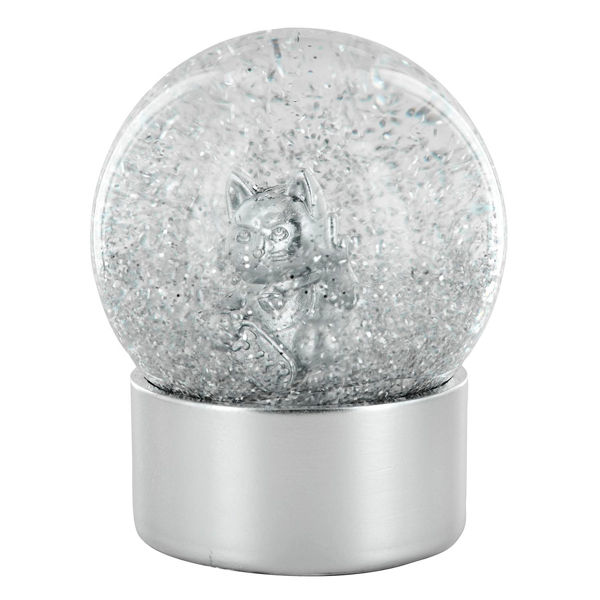 BOULE A NEIGE CHAT F*CK YOU 10 CM ARGENT