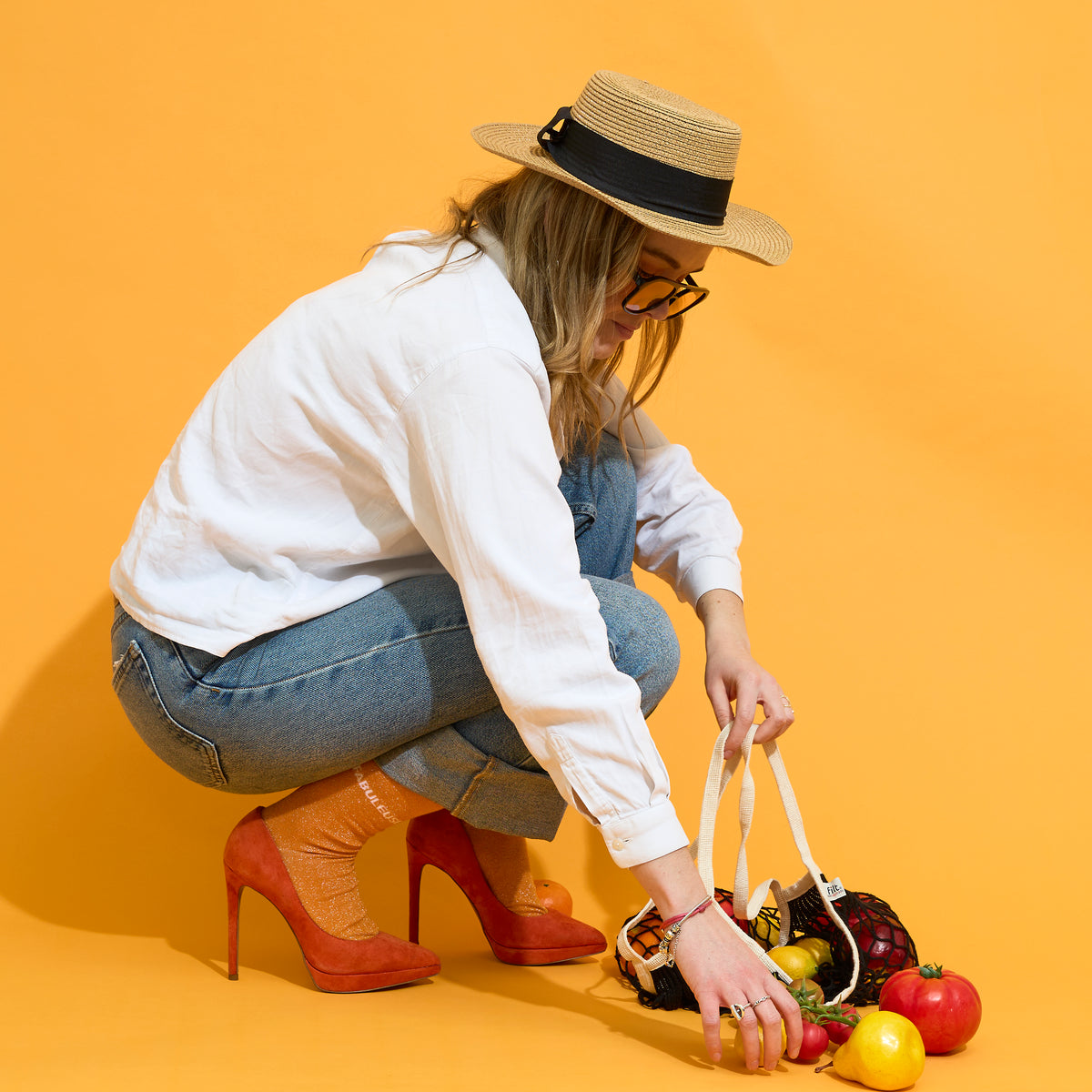 CHAUSSETTES PAILLETTES ORANGES FABULEUSE