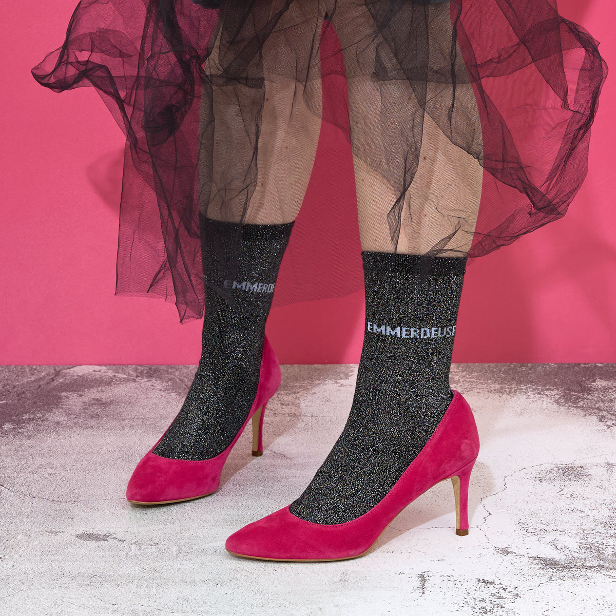 CHAUSSETTES PAILLETTES NOIRES EMMERDEUSE