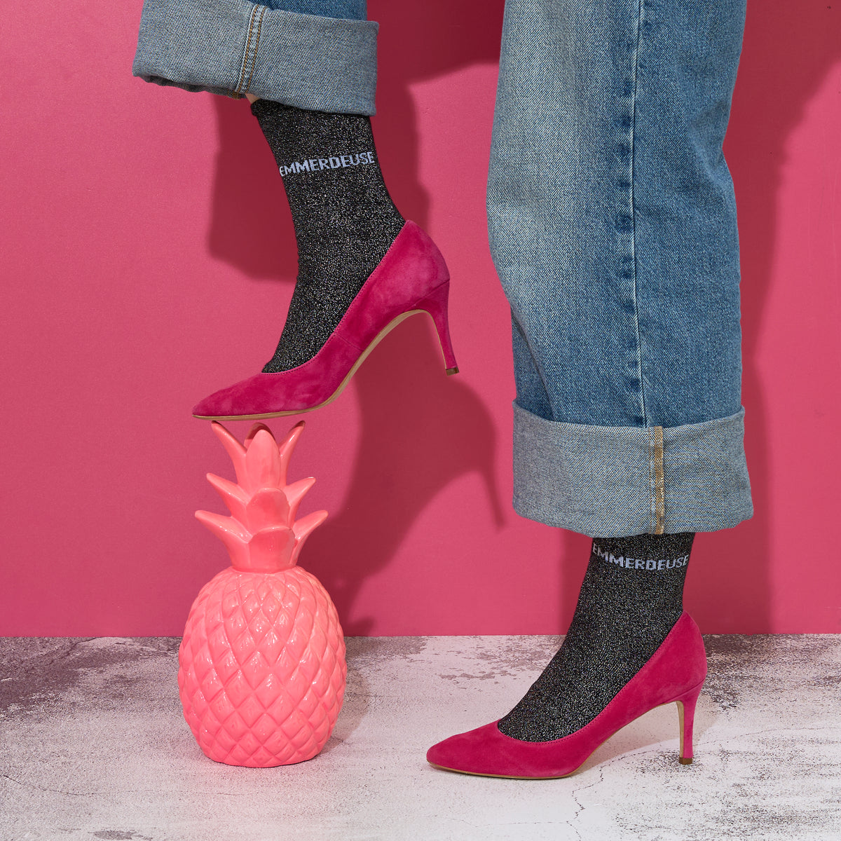CHAUSSETTES PAILLETTES NOIRES EMMERDEUSE