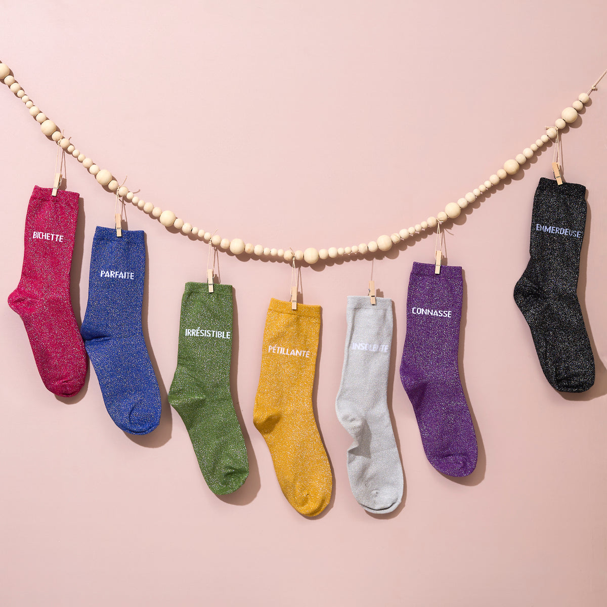 CHAUSSETTES PAILLETTES JAUNES PETILLANTE