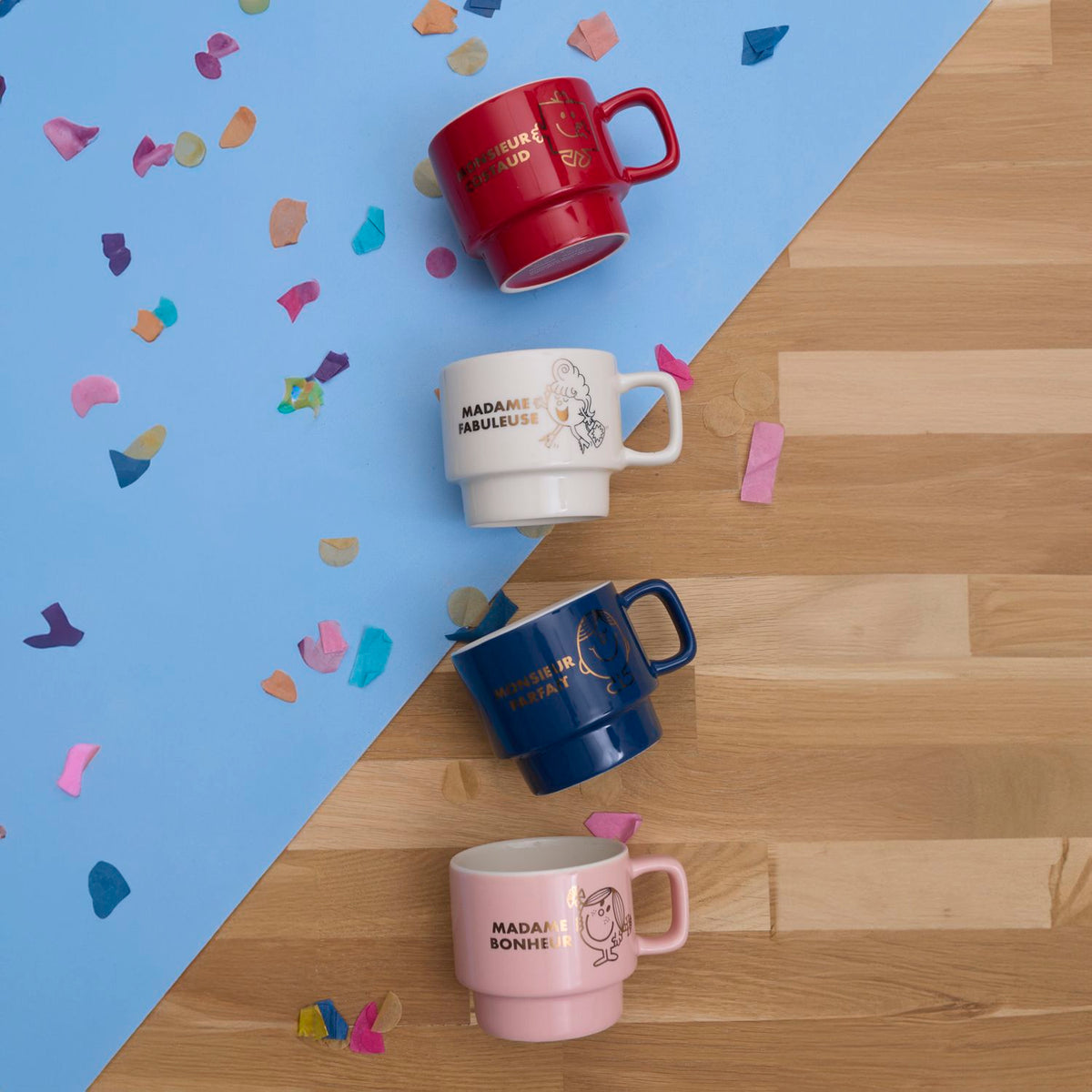 COFFRET 4 TASSES EMPILABLES MR MME