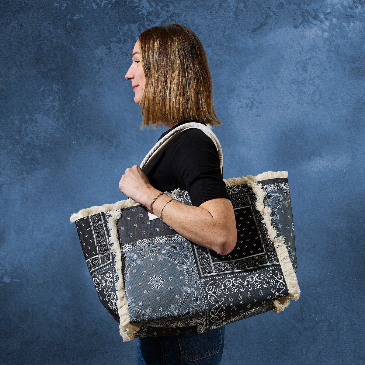SAC CABAS BANDANA NOIR