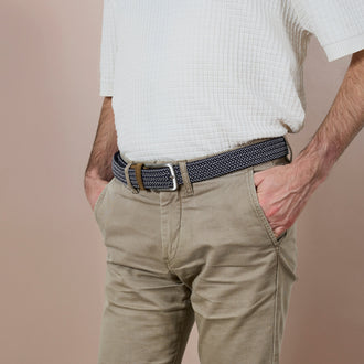CEINTURE HOMME GRIS ET BLANC