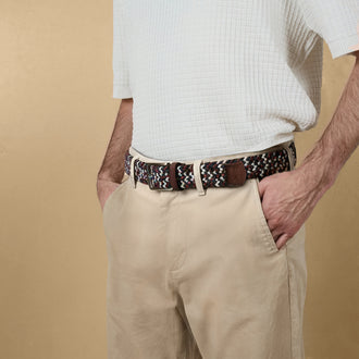 CEINTURE HOMME MULTICOLOR BLEU BEIGE
