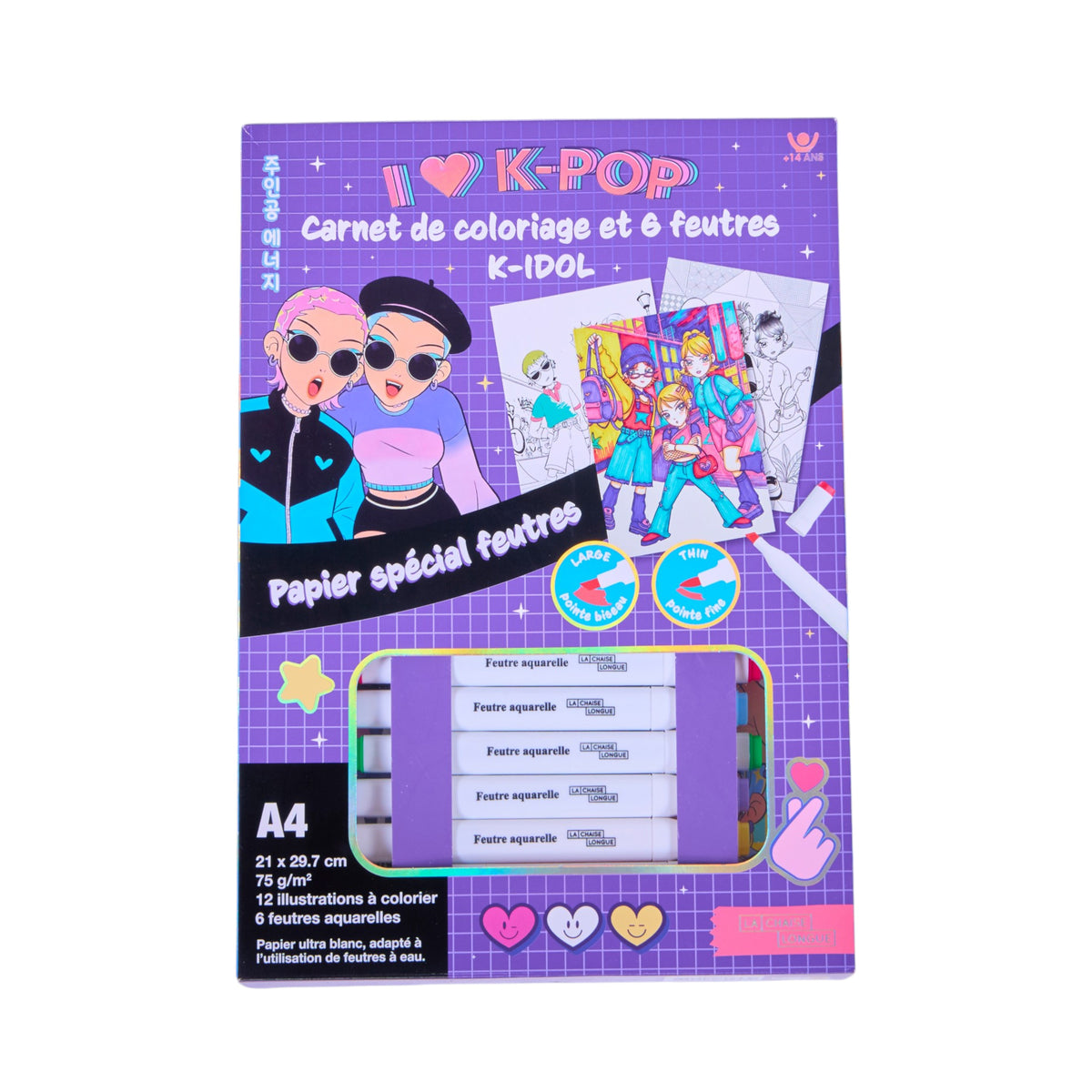 CARNET DE COLORIAGE ET FEUTRES K-POP