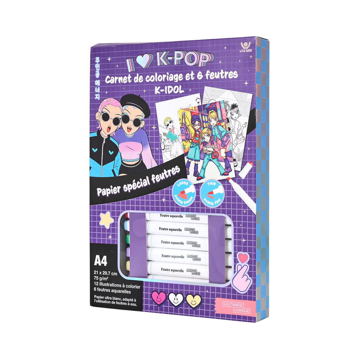 CARNET DE COLORIAGE ET FEUTRES K-POP