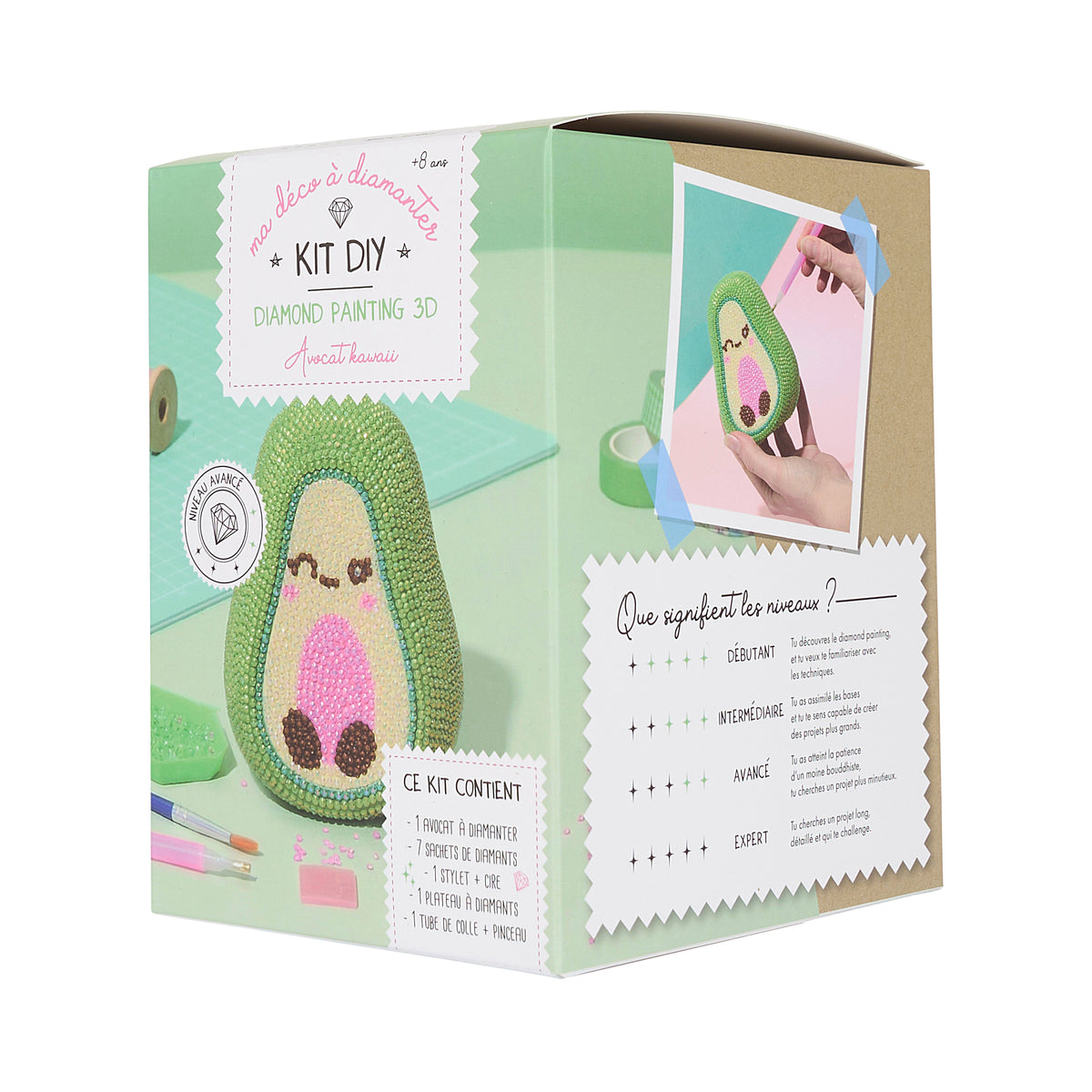 KIT DIY DIAMOND PAINTING 3D AVOCAT KAWAII