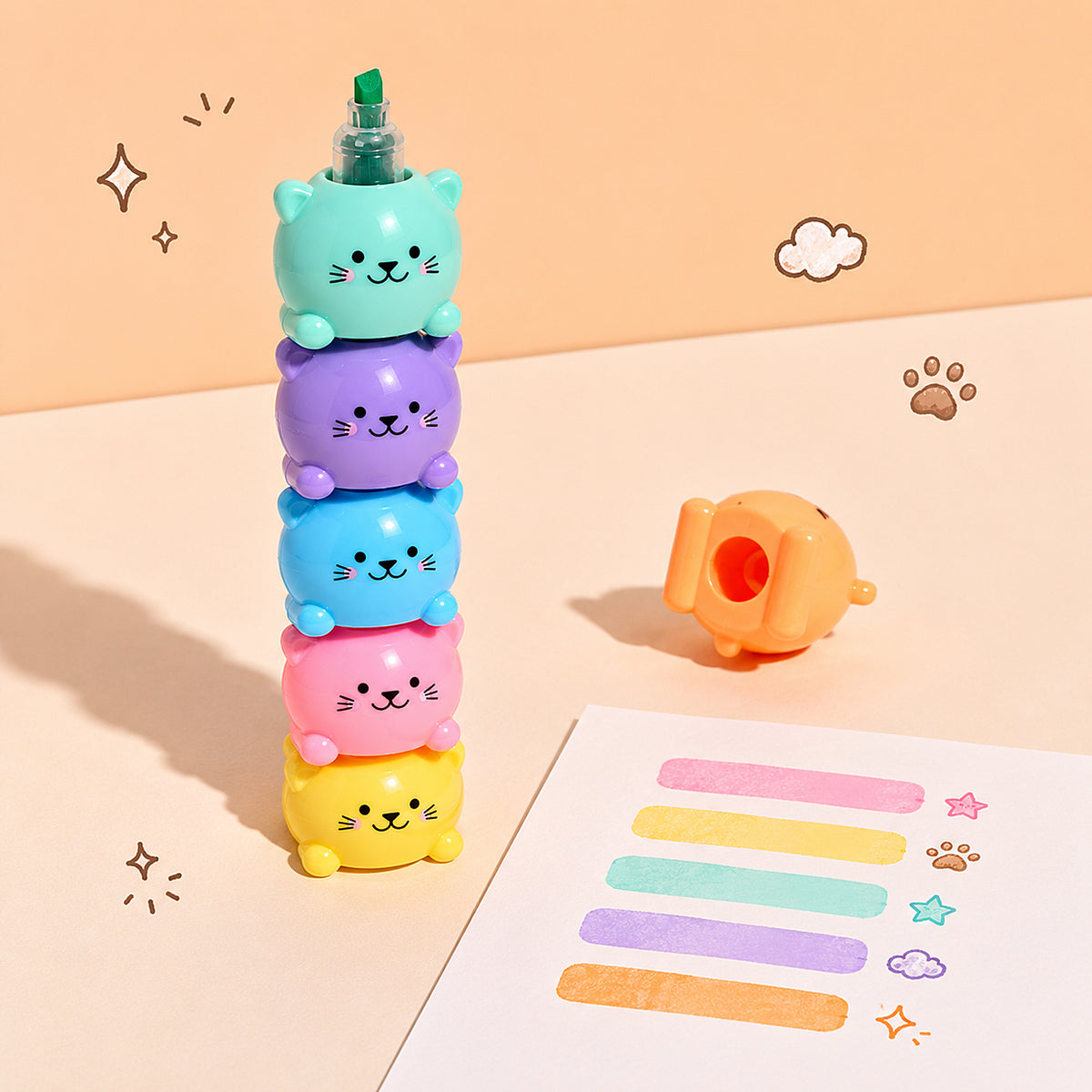 SURLIGNEURS EMPILABLES CHAT KAWAII