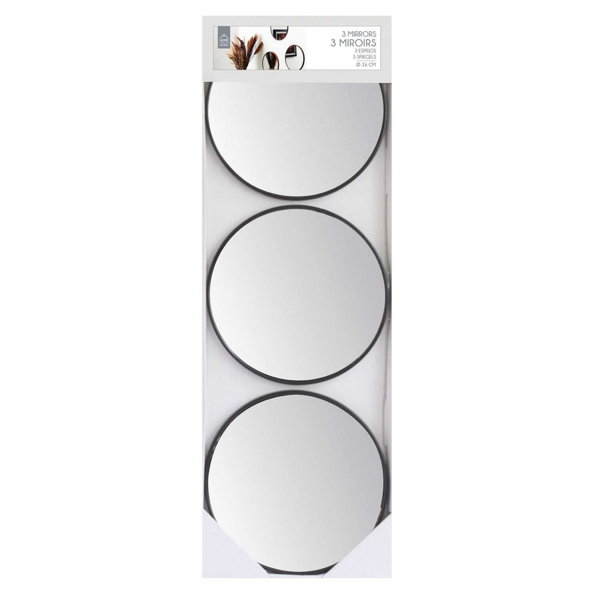 MIROIR TORONTO IMITATION BOIS D26CM -  LOT DE 3