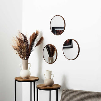 MIROIR TORONTO IMITATION BOIS D26CM -  LOT DE 3