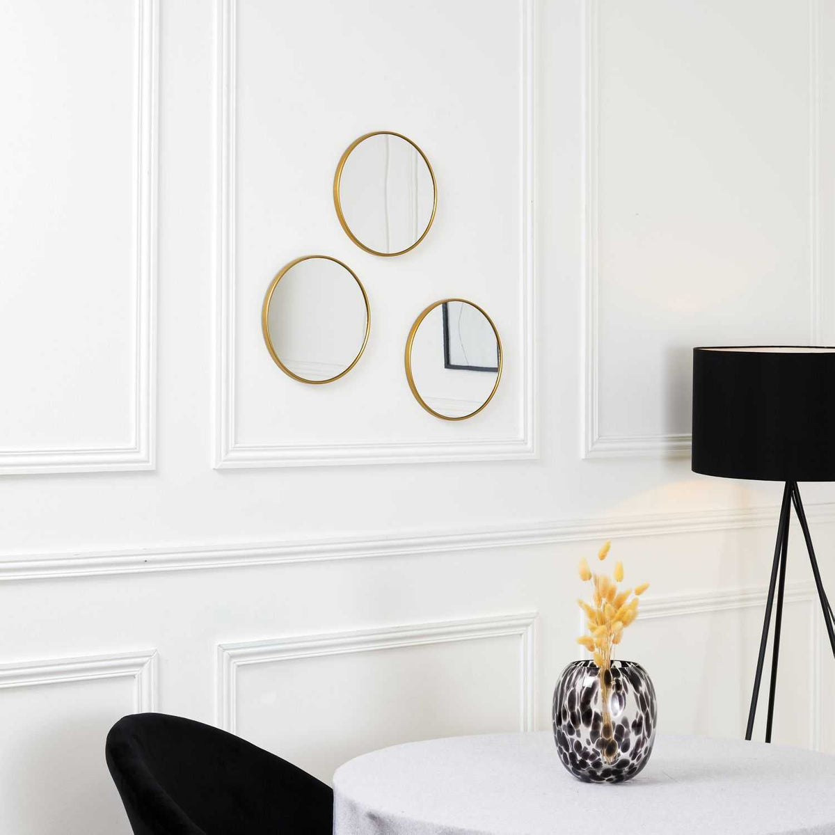 MIROIR TORONTO DORE D26CM -  LOT DE 3
