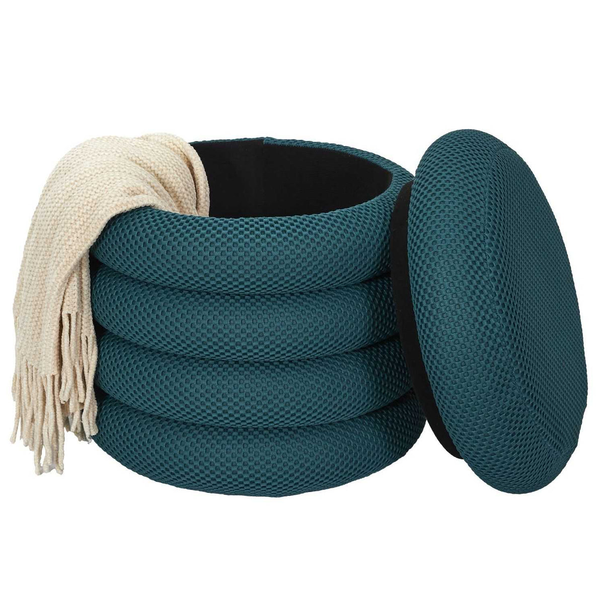 POUF RANGEMENT ATOME BLEU