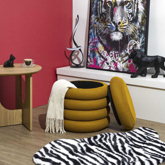 POUF RANGEMENT ATOME JAUNE