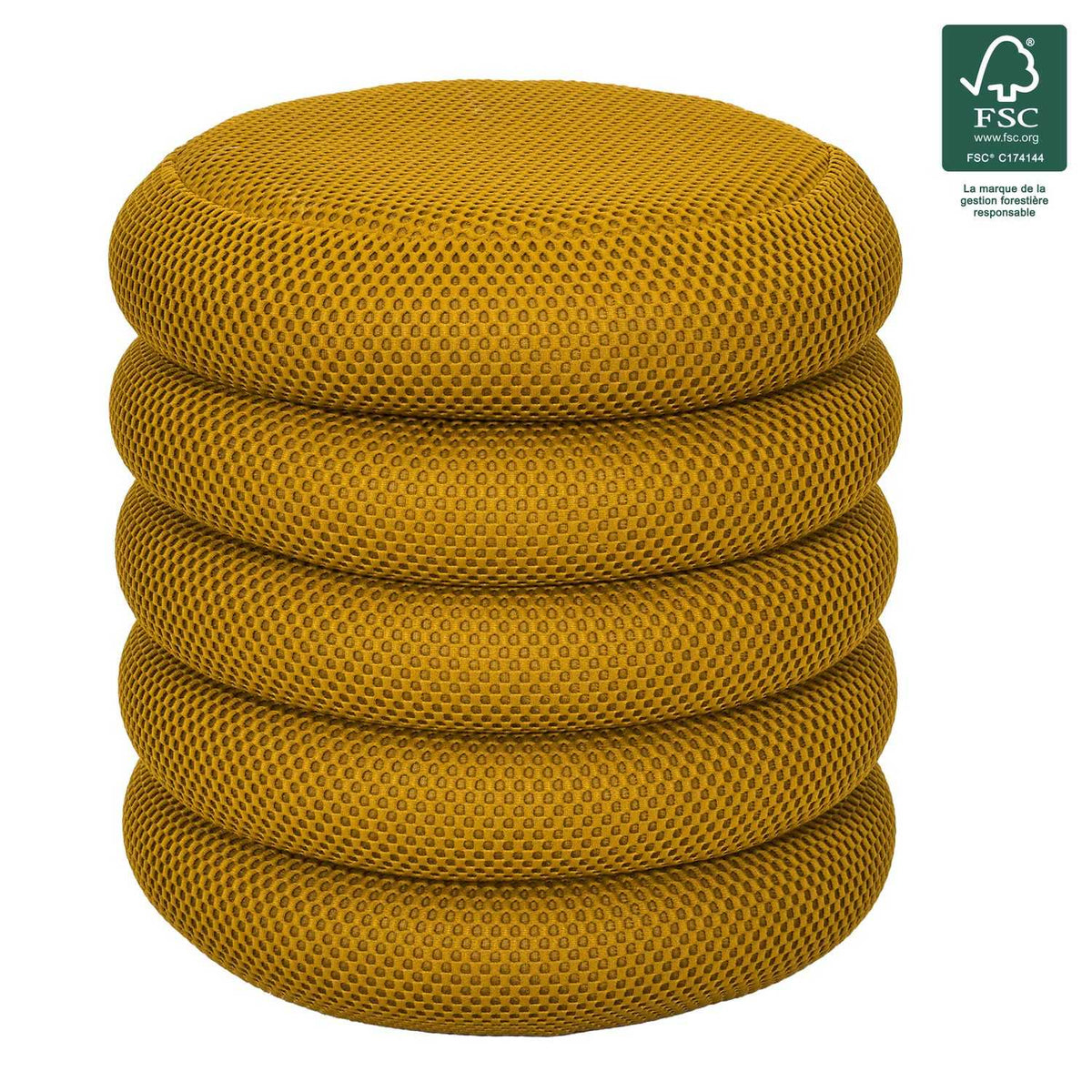 POUF RANGEMENT ATOME JAUNE