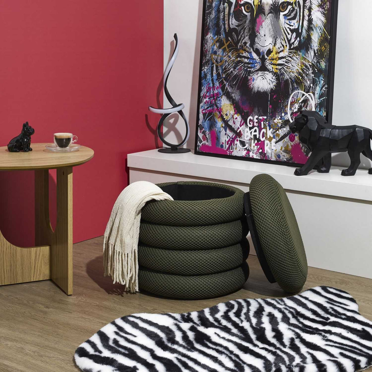 POUF RANGEMENT ATOME KAKI