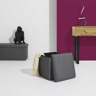 COFFRE POUF PLIABLE ATOME GRIS