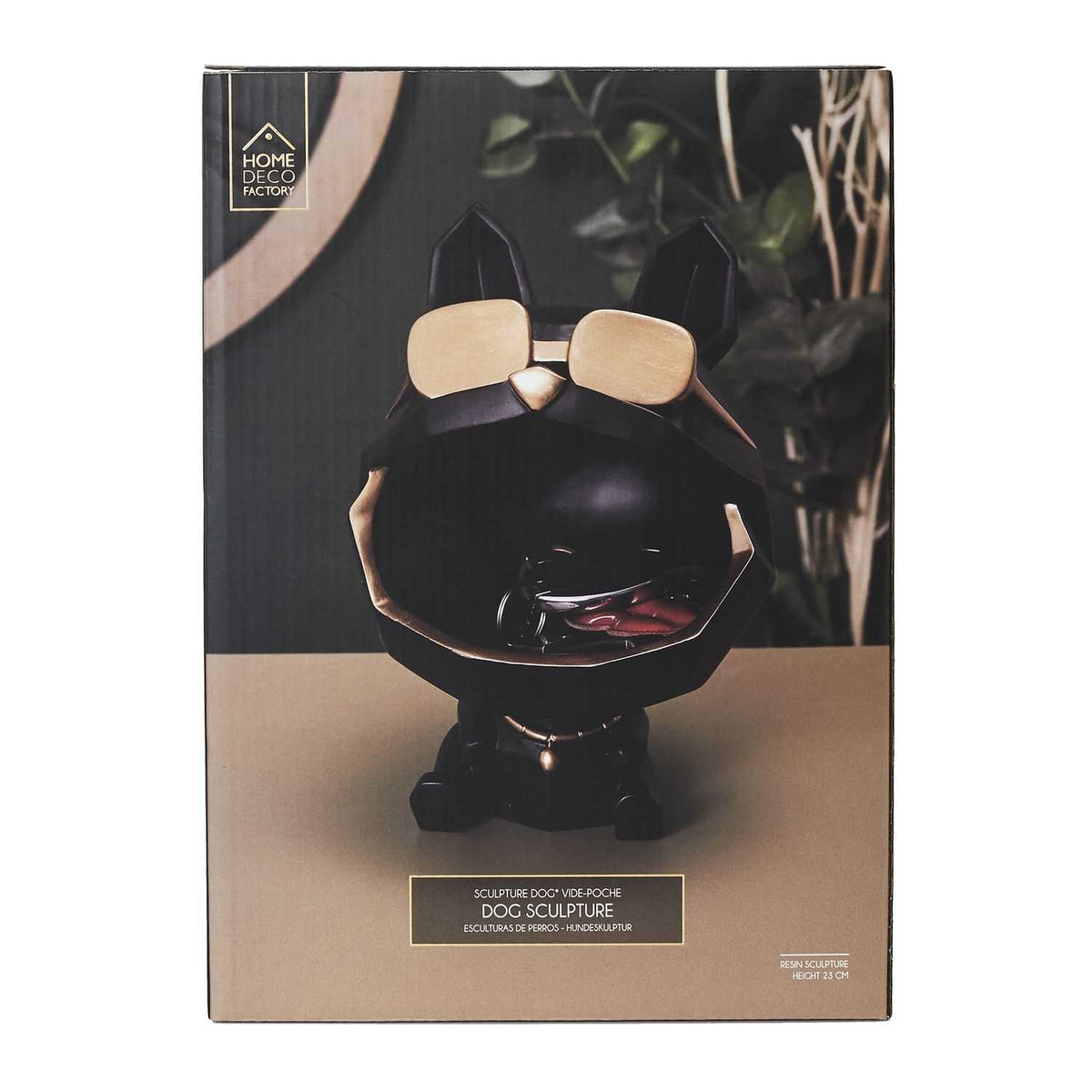 SCULPTURE CHIEN A LUNETTES NOIR VIDE POCHE
