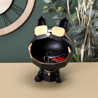 SCULPTURE CHIEN A LUNETTES NOIR VIDE POCHE