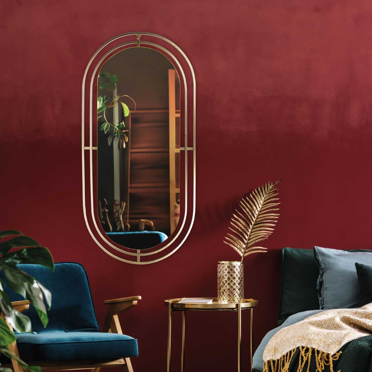 MIROIR METAL DORE