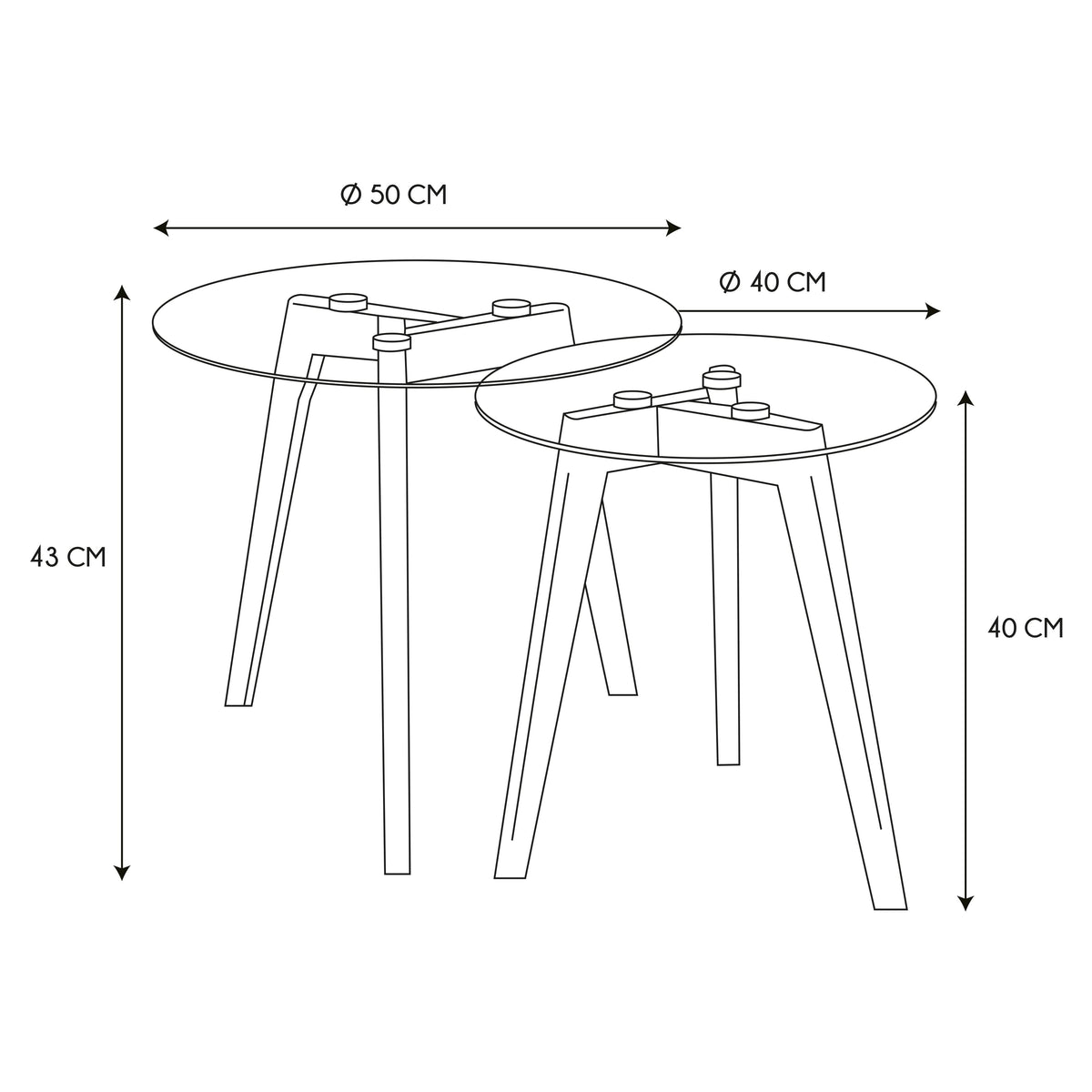 TABLE GIGOGNE EN VERRE TREMPE PLATEAU ROND X2