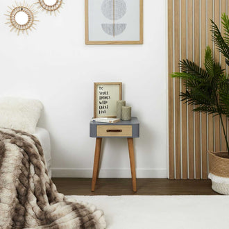CHEVET GRIS 1 TIROIR EN BOIS