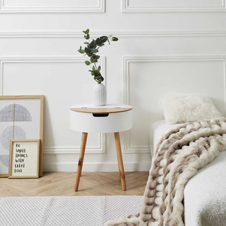 TABLE COFFRE BLANC BOIS