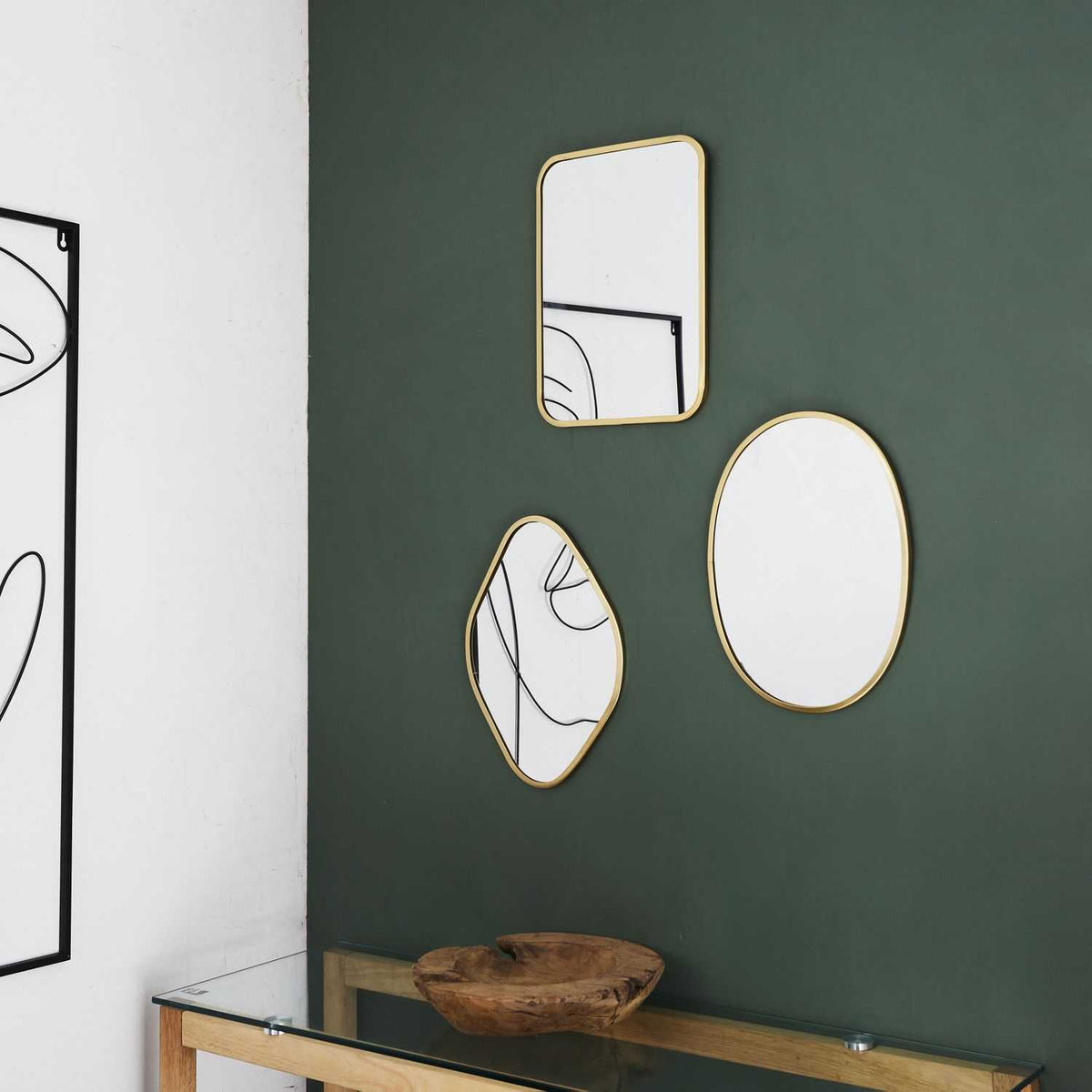 MIROIR DECO CONTOUR DECO DORE CARRE
