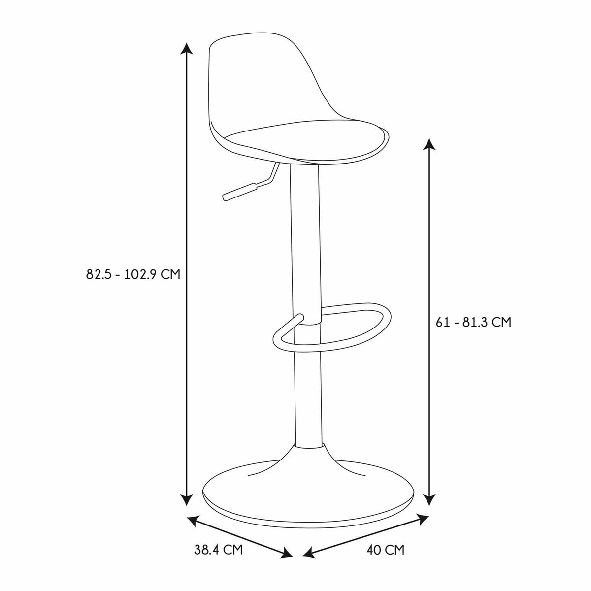 TABOURET DE BAR ISAK NOIR - Lot de 2