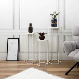 SELLETTE GIGOGNE METAL BLANC -  LOT DE 3