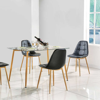 TABLE EN VERRE PIEDS METAL EFFET BOIS 75X115CM