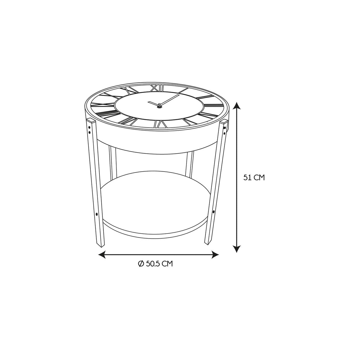 TABLE D APPOINT HORLOGE 50.5X50.5X49CM
