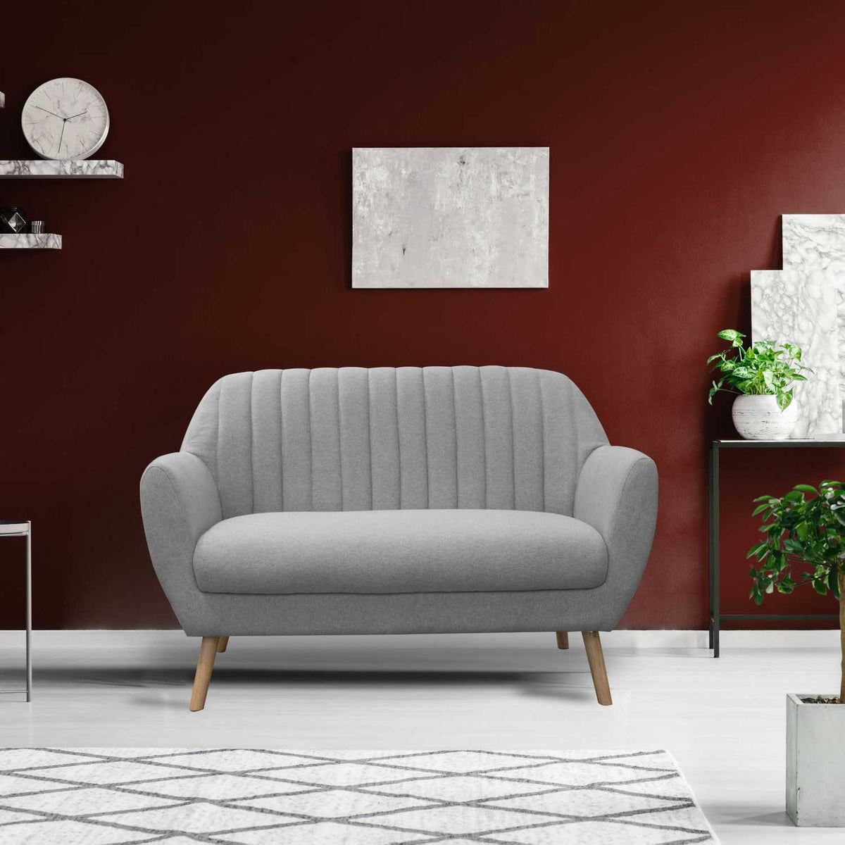 CANAPE 2 PLACES SOFIA TISSU GRIS