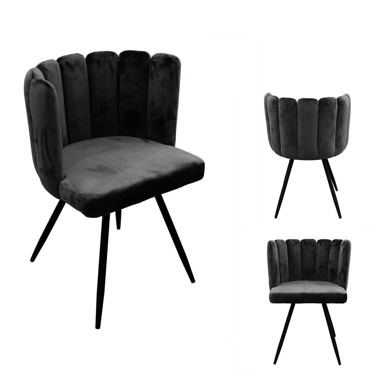CHAISE ARIEL VELOURS NOIR