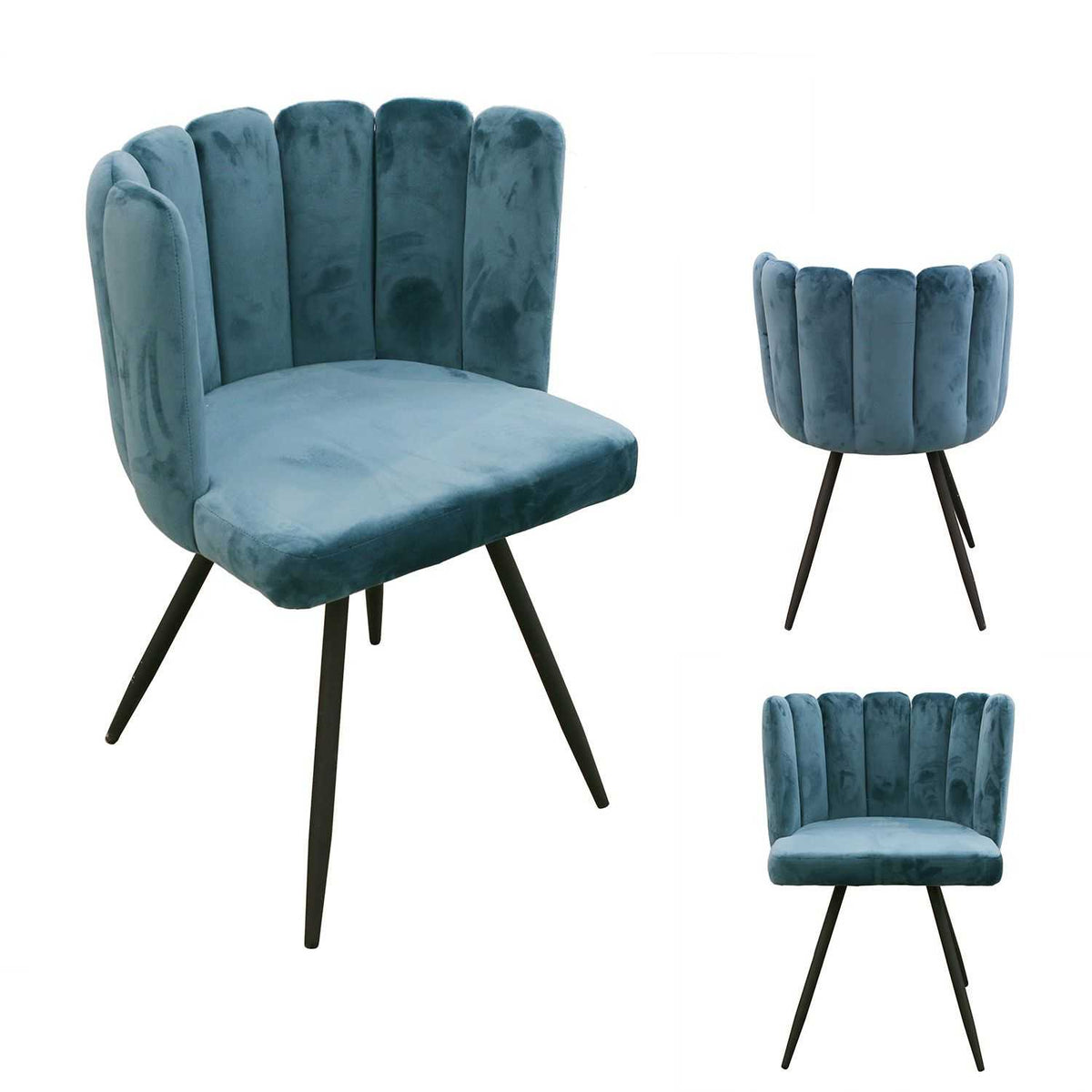 CHAISE ARIEL VELOURS BLEU CANARD