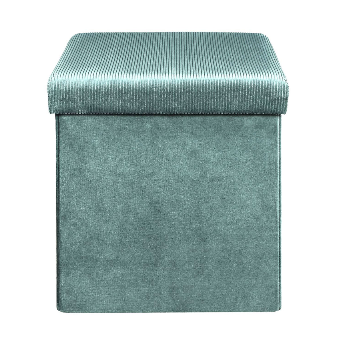 COFFRE POUF PLIABLE VELOURS COTELE GIULIA BLEU