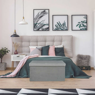 COFFRE BANC PLIABLE VELOURS COTELE GIULIA GRIS