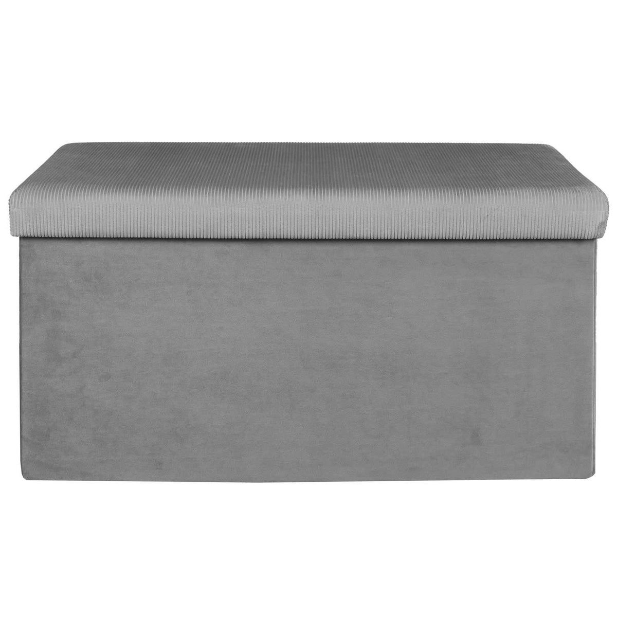 COFFRE BANC PLIABLE VELOURS COTELE GIULIA GRIS