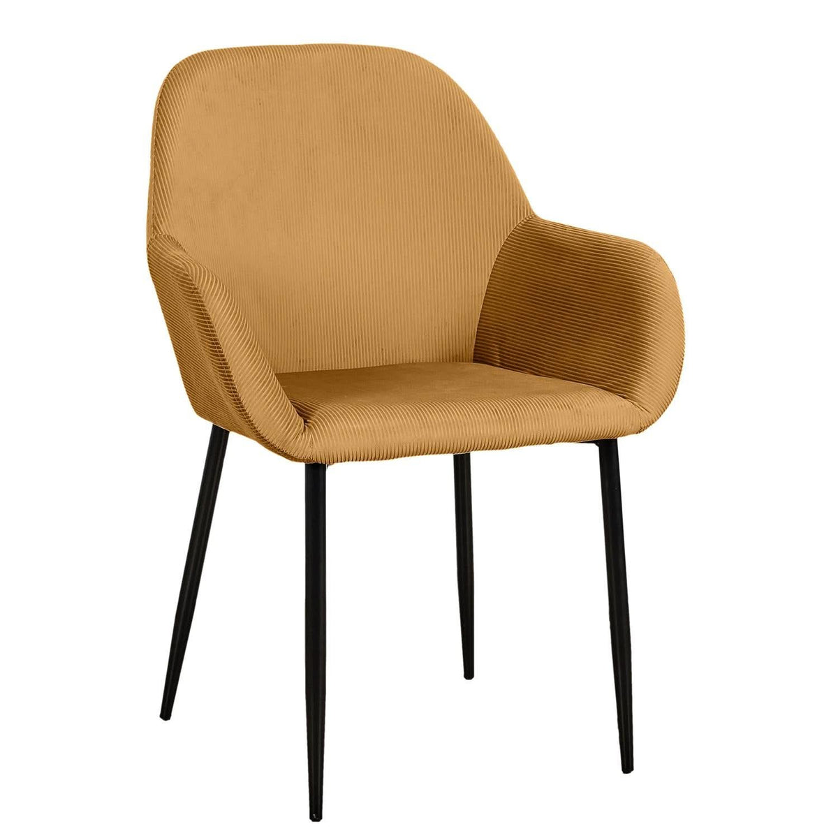 FAUTEUIL GIULIA JAUNE MOUTARDE VELOURS COTELE - Lot de 2