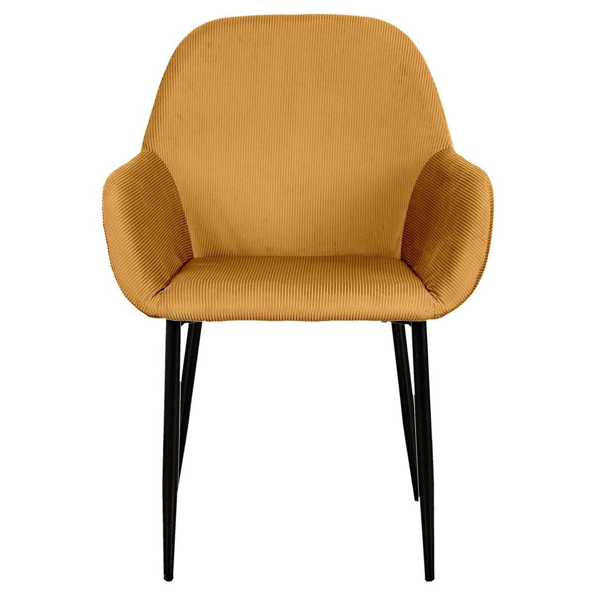 FAUTEUIL GIULIA JAUNE MOUTARDE VELOURS COTELE - Lot de 2