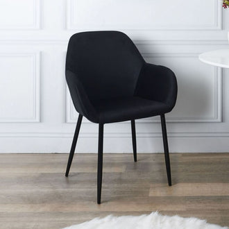 FAUTEUIL GIULIA NOIR VELOURS COTELE - Lot de 2