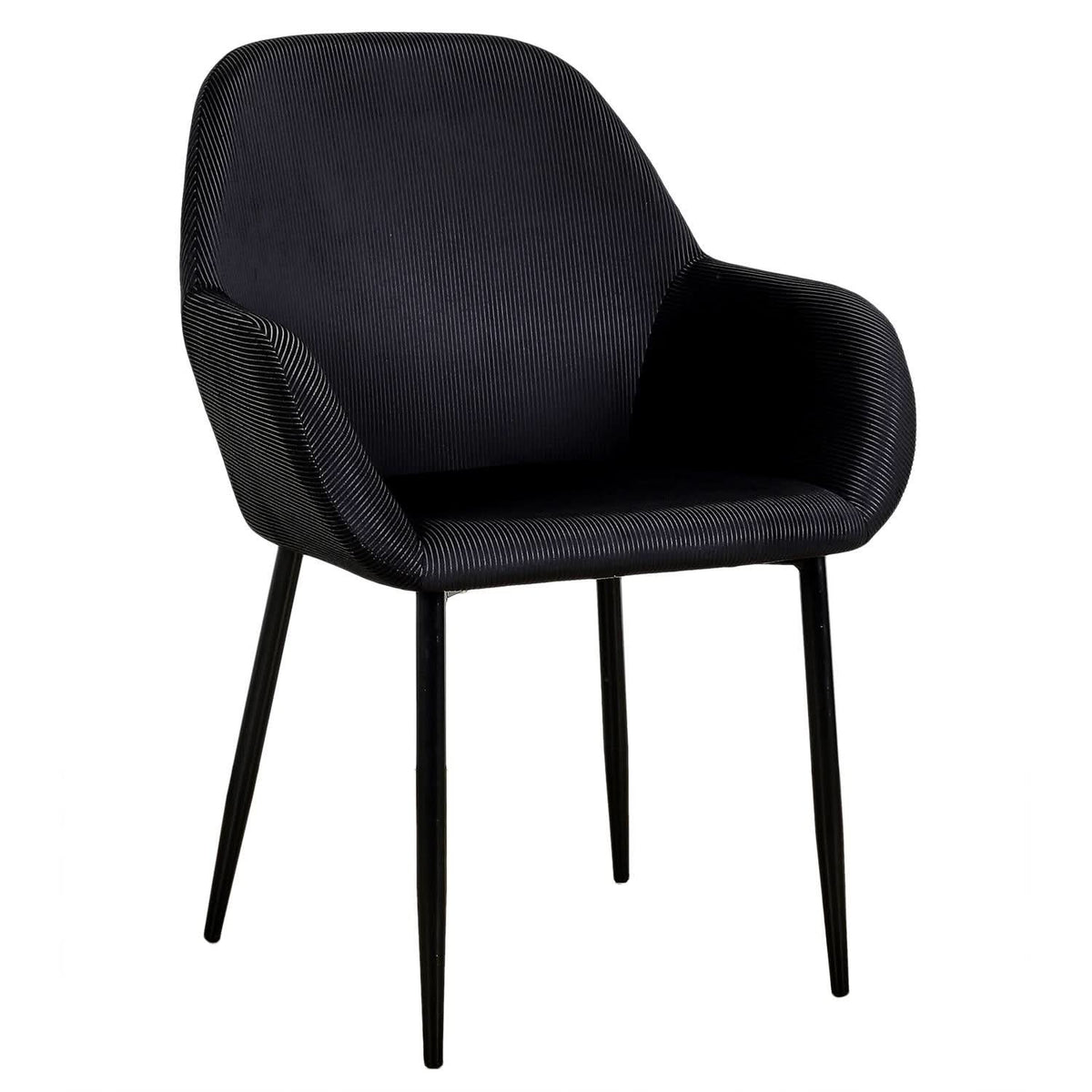 FAUTEUIL GIULIA NOIR VELOURS COTELE - Lot de 2