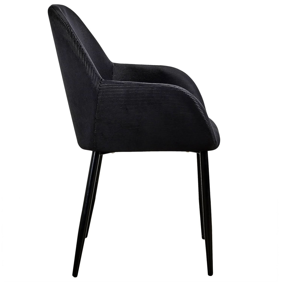 FAUTEUIL GIULIA NOIR VELOURS COTELE - Lot de 2