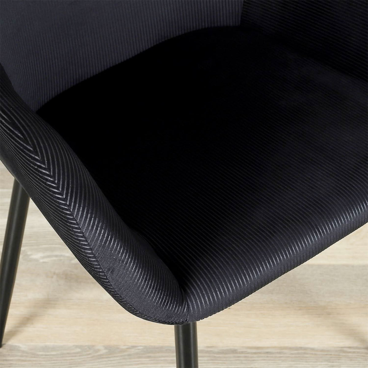 FAUTEUIL GIULIA NOIR VELOURS COTELE - Lot de 2