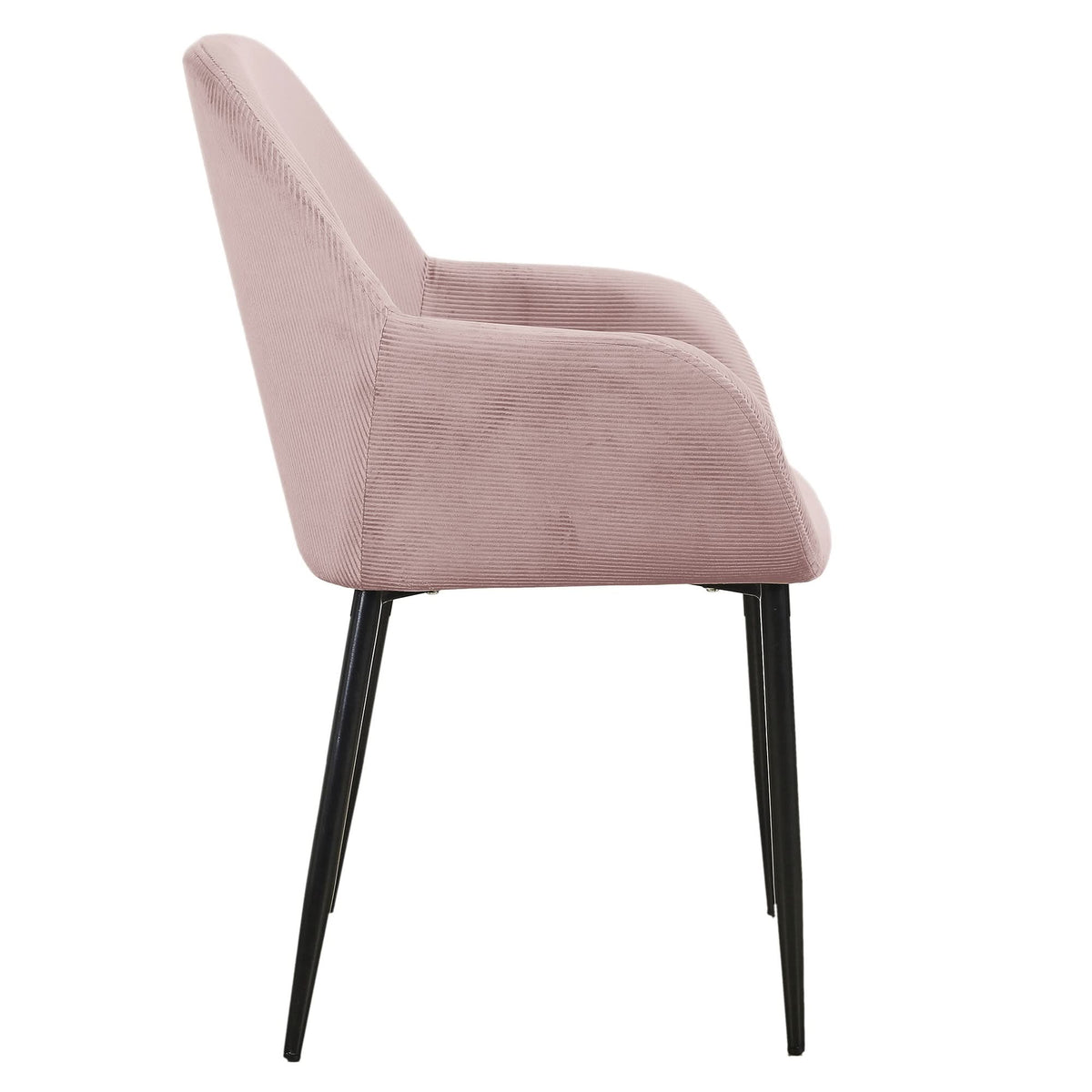 FAUTEUIL GIULIA ROSE VELOURS COTELE - Lot de 2