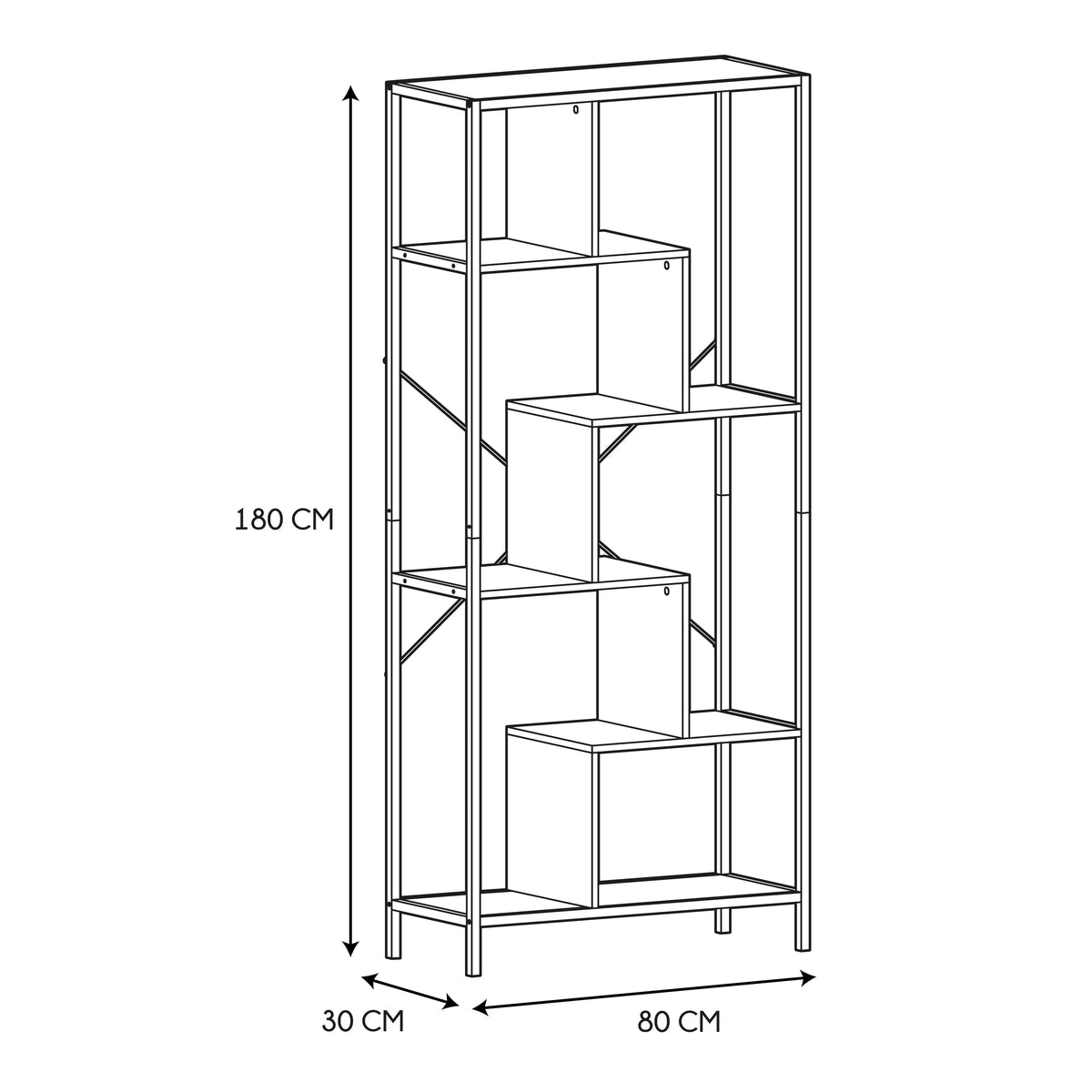 ETAGERE EDISON 80X30X180CM